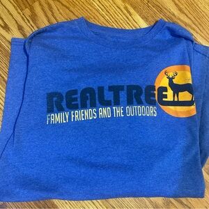 Men’s Realtree LS Blue T Shirt Family Friends Outdoors Deer Buck Medium 38-40